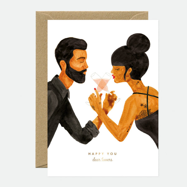 Happy Lovers - Carte de voeux - Feuille dorée