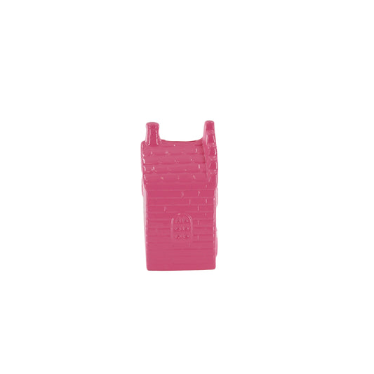 Ornament - Money Box - House - Ceramic - Neon Pink - 7x7x13cm
