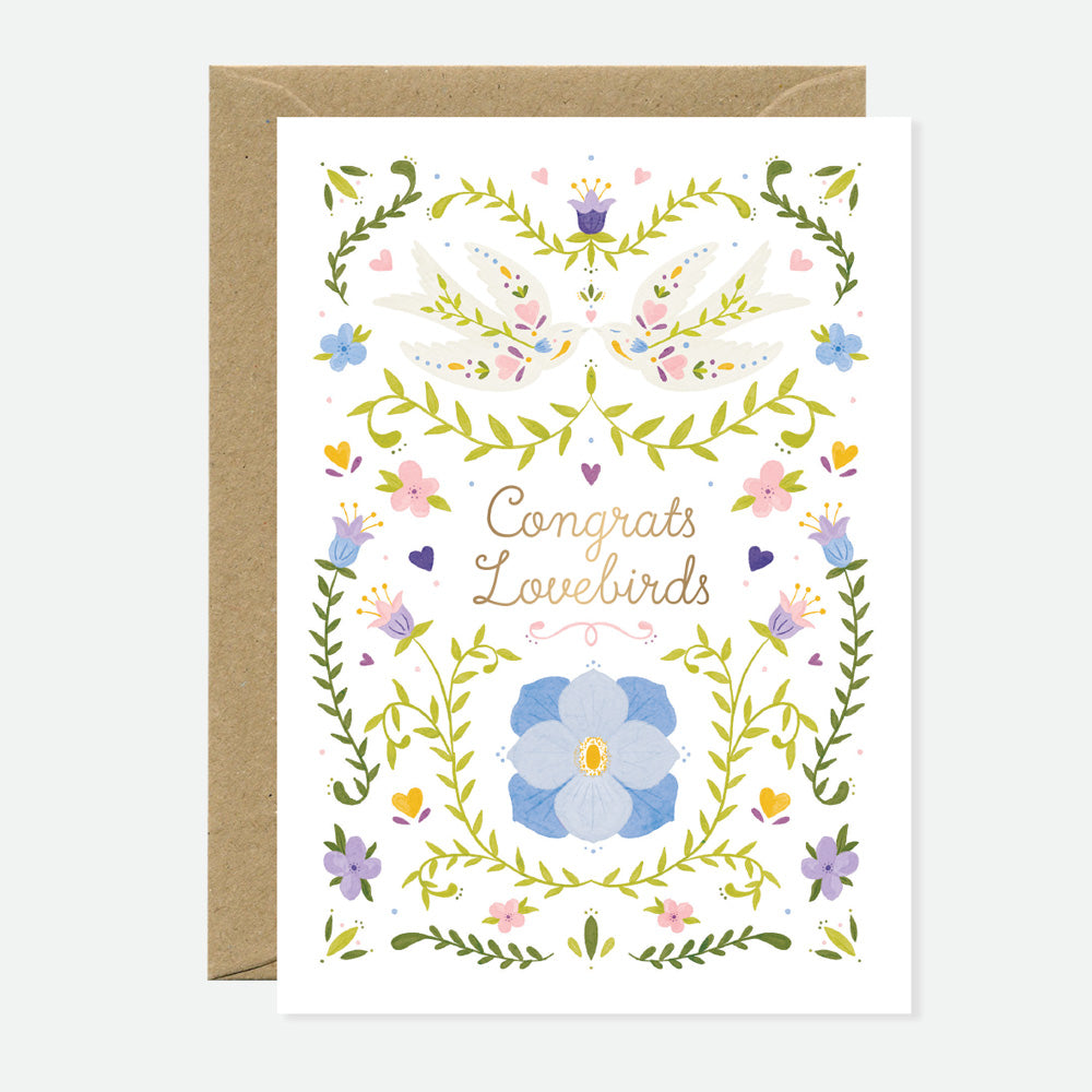 Congrats Lovebirds - Greeting Card - Gold Foil