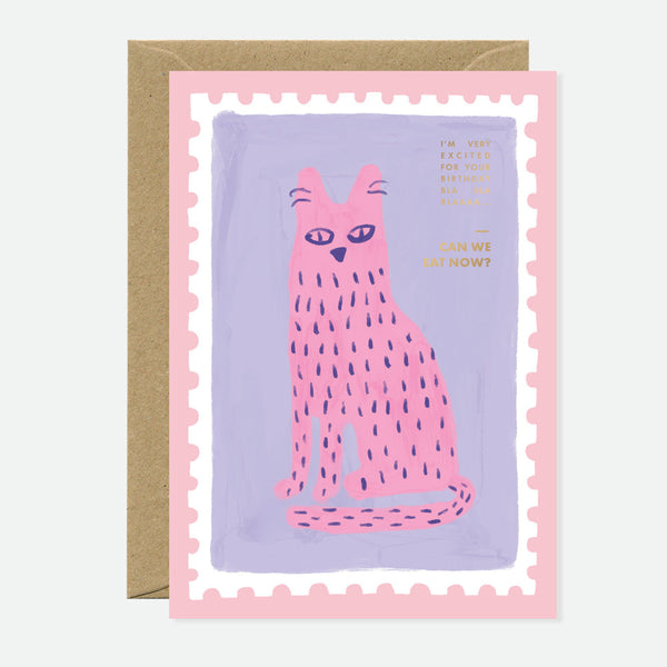Hungry Cat - Greeting Card - Gold Foil