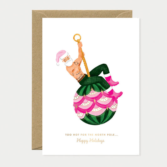 Hot Santa - Greeting card - Gold Foil