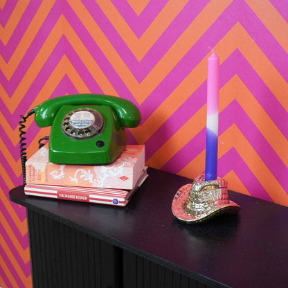 Kandelaar - Cowboyhoed - Keramiek - Goud - 13,5x11x7 cm