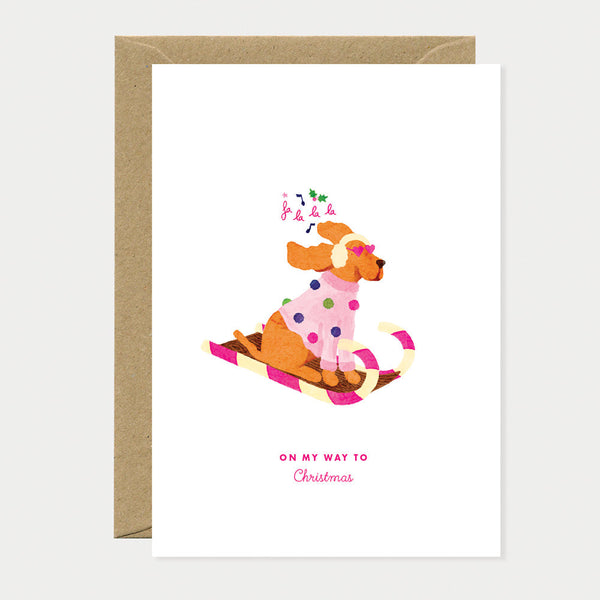 Christmas dog sled - Greeting card