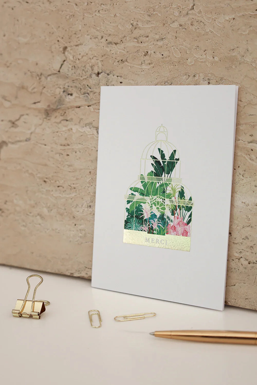 Merci Green House - Greeting Card - Gold Foil