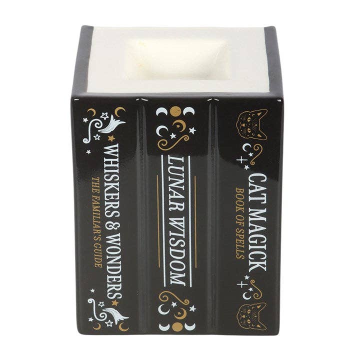 Brûle-parfum et chauffe-cire « Livre de sorts Chat noir »