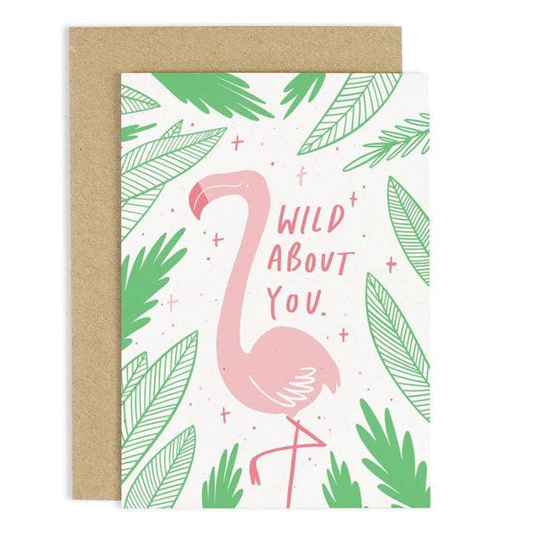 Flamingo wenskaart "Wild About You"