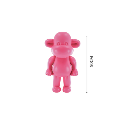 Decoratie - Apenbeeldje 'De Legende' - Hars - Roze - 33x21x50cm