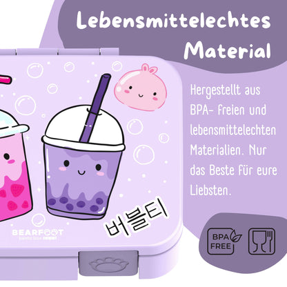 Brotdose mit Fächern, leicht & auslaufsicher-BubbleTea lila
