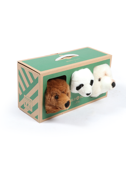 Mini Décoration Murale Peluche Têtes d'Animaux : Coffret Ours