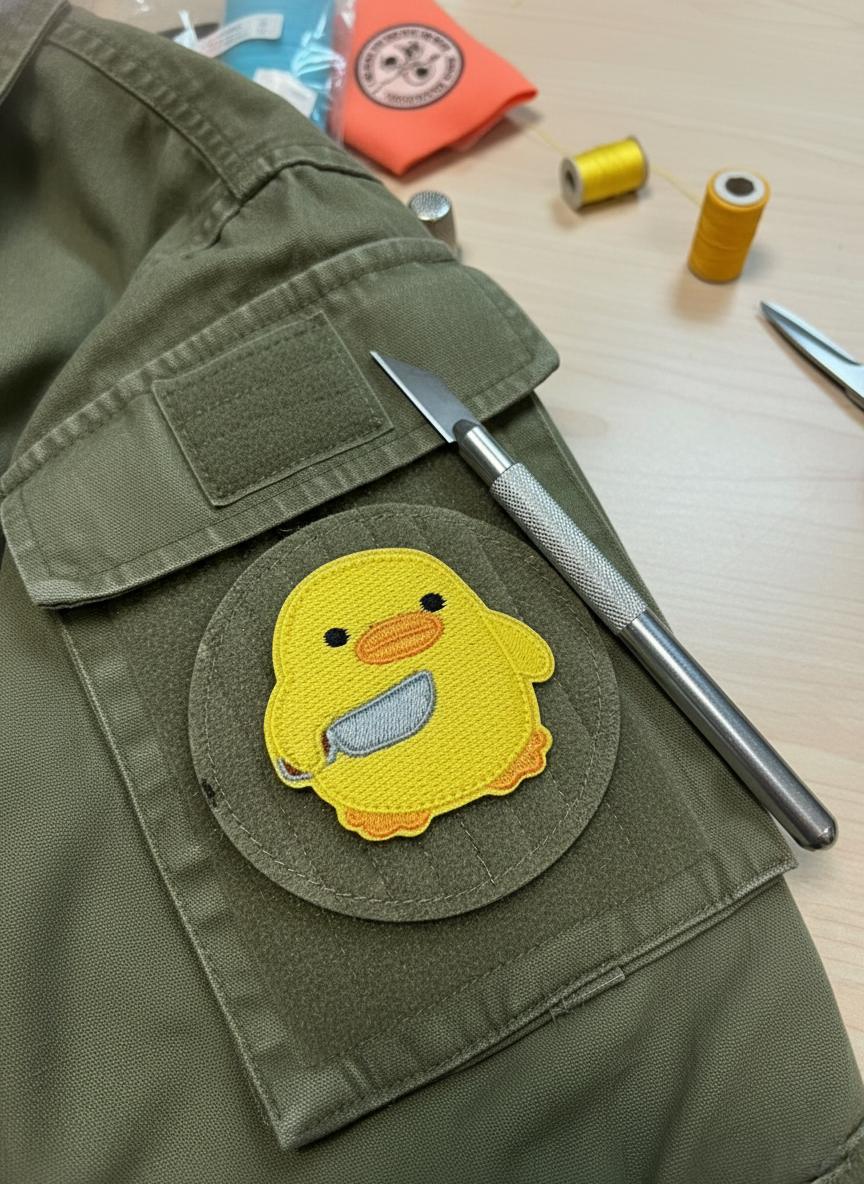 Duck patch with scratch knife