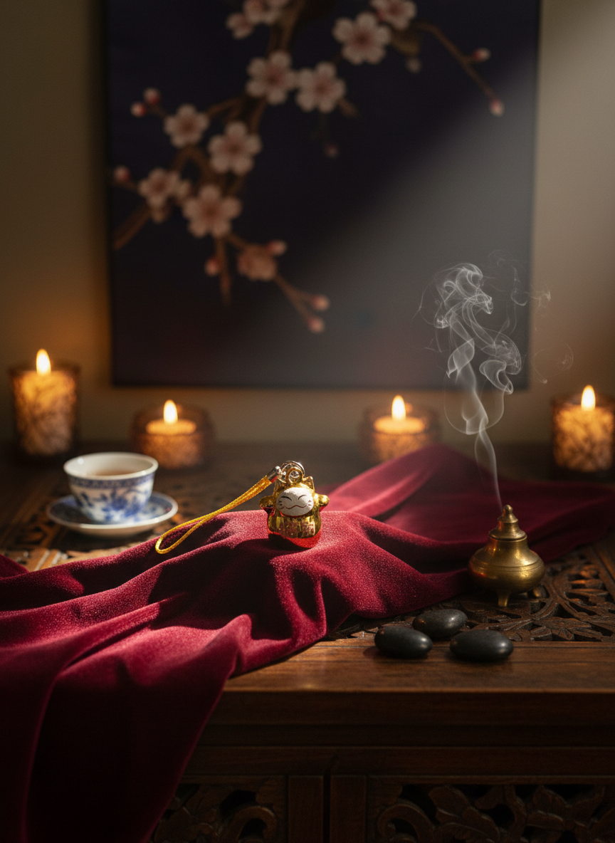 Porte clés Clochette Chat Chanceux Daruma