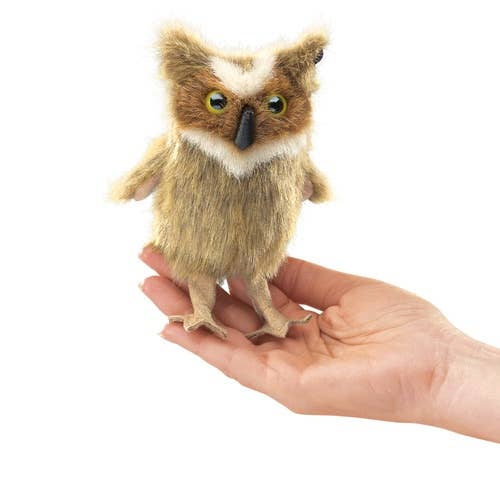 Marionnette à main Mini hibou grand-duc et hibou grand-duc d'Amérique 2752 Folkmanis réaliste
