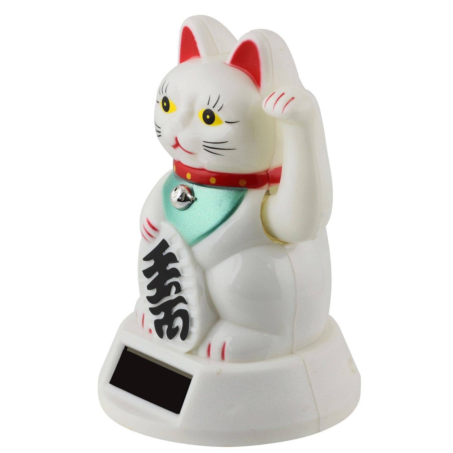 Gelukskat Maneki-neko Wave Cat solar 12cm wit