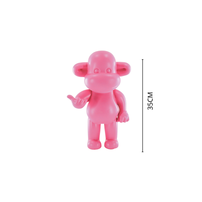 Ornement - Figurine Singe Hang Loose 'La Légende' - Polyrésine - Rose - 20,5x13,5x35cm
