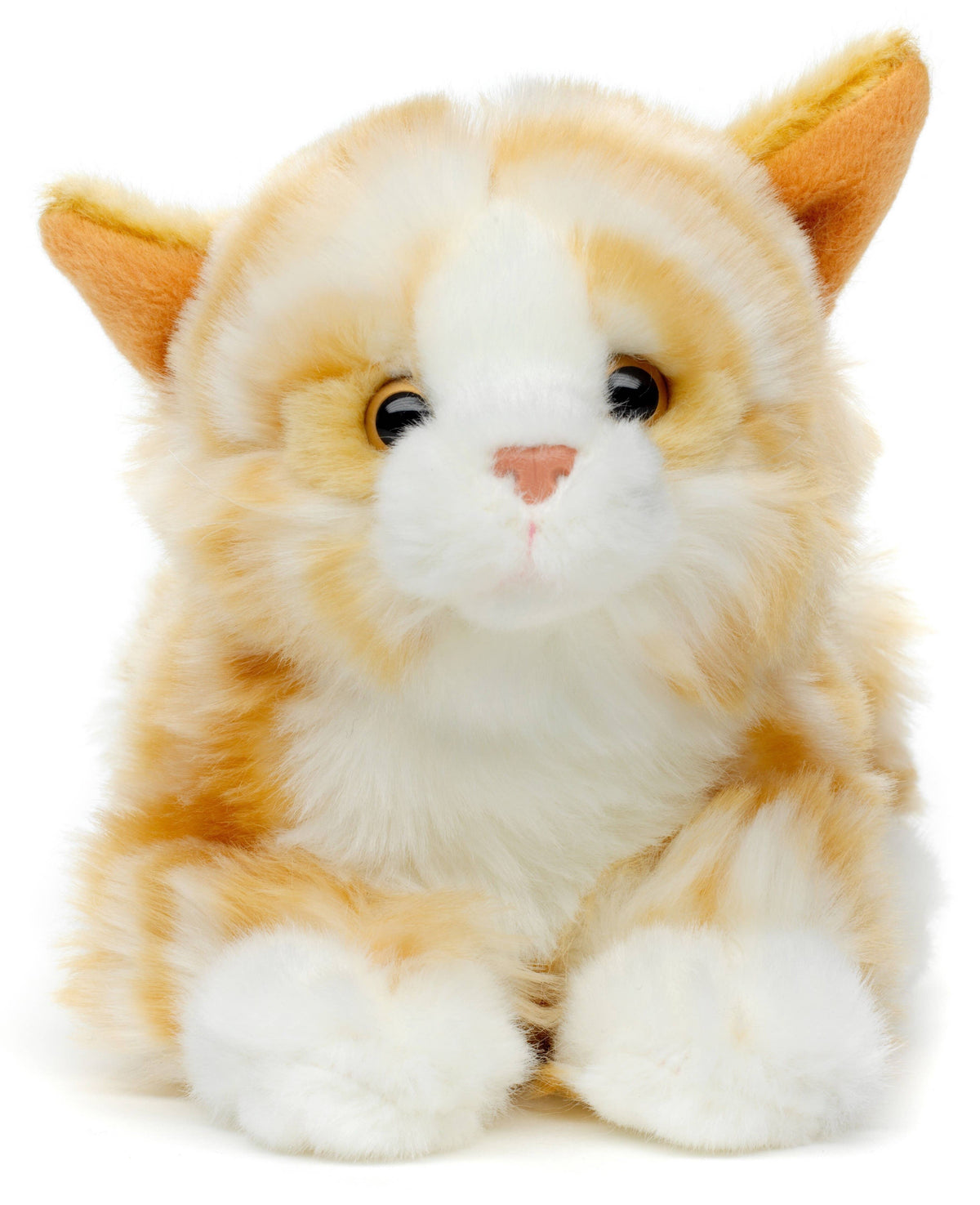 Peluche Chat avec Son Brun Couché-blanc