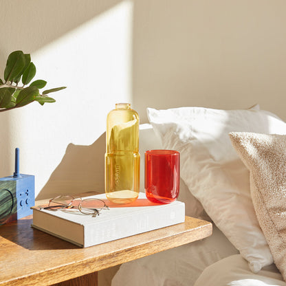 Water Pill Bottle and Drinking Glass