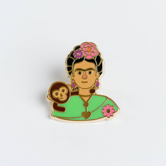 Frida Kahlo pin with a monkey - Artist Art Gift Paint Mexico Kahlo