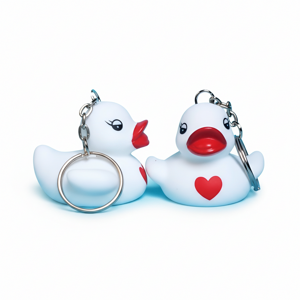 Porte-Clés Canard Blanc Cœur Rouge