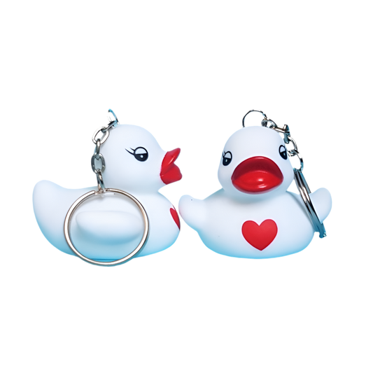 White Duck Red Heart Keychain