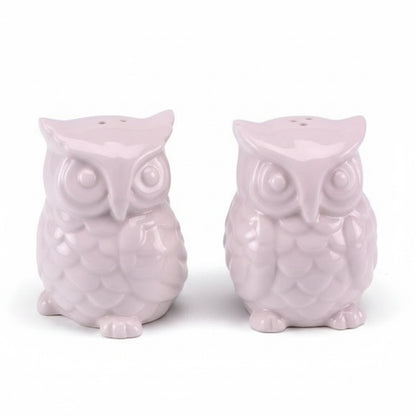 Owl-shaped porcelain salt and pepper set, 6.5 x 5 cm