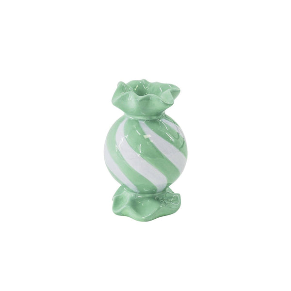 Bougeoir - Bonbon Ronde Toffee - Céramique - Menthe/ Lilas - 8,5x8,5x13 cm