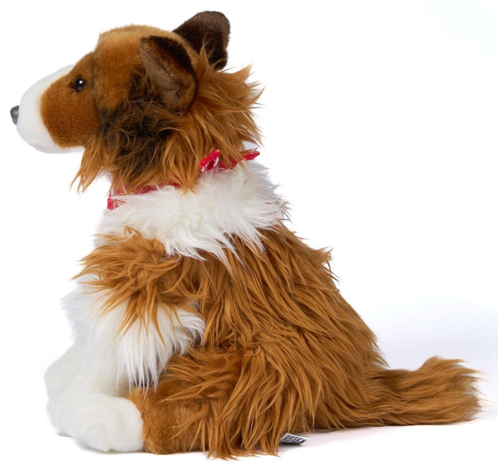 Peluche Colley à Poil Long avec Écharpe Petit Cœur Uni