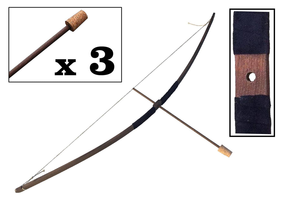Rustik Suede Boog, Grip Maat S + 3 Pijlen met Kurkpunt