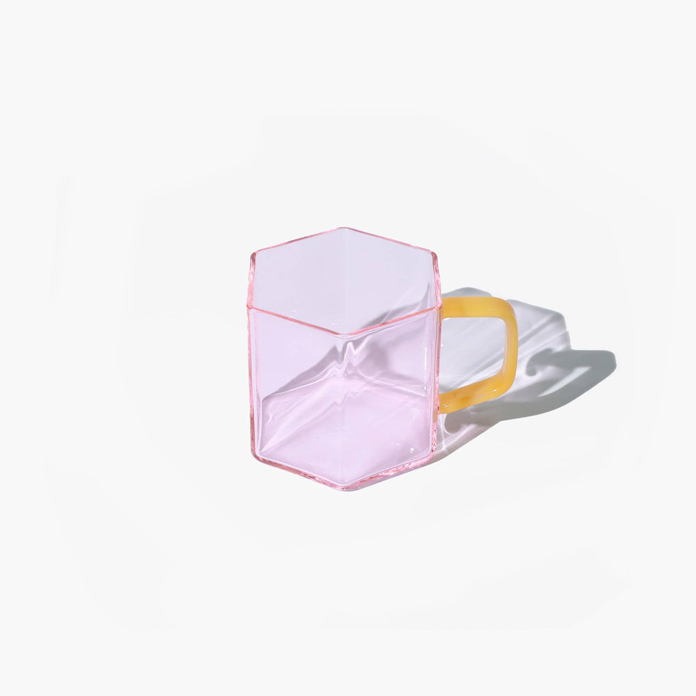 Mug en Verre Géométrique Rose