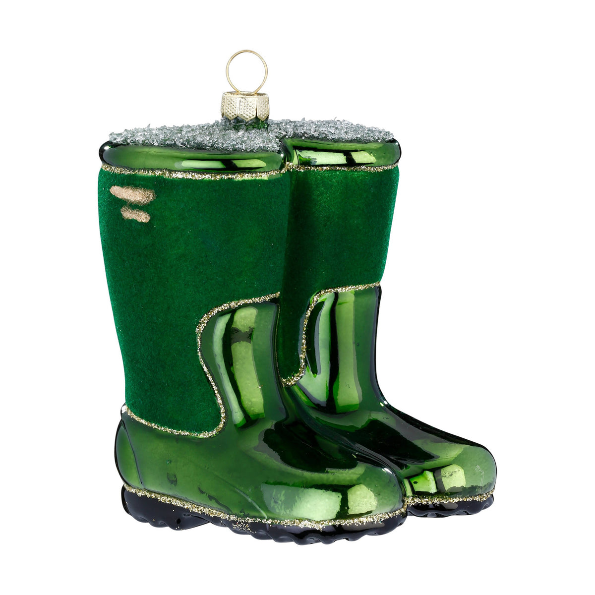 Ornement de Noël botte en caoutchouc, en verre, 10 cm – Holly & Jolly