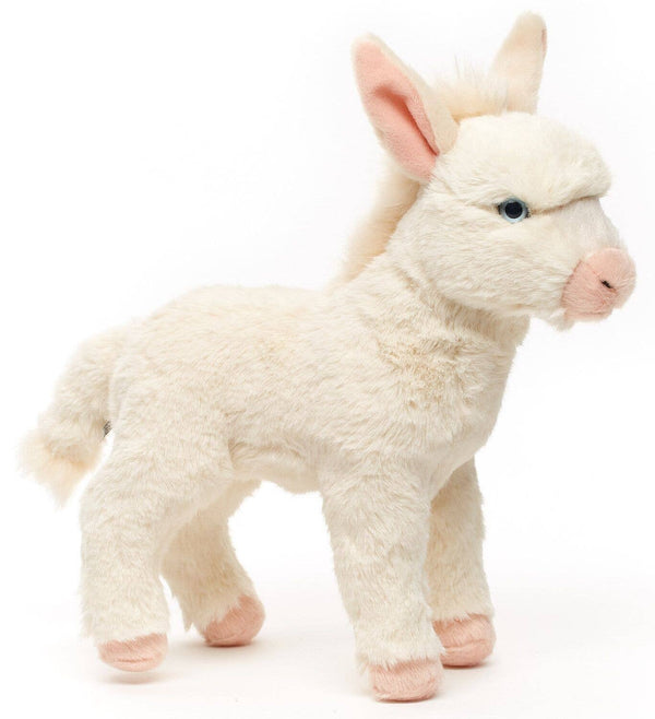Witte barokke ezel, staand - 30 cm (hoogte) - knuffel/pluche