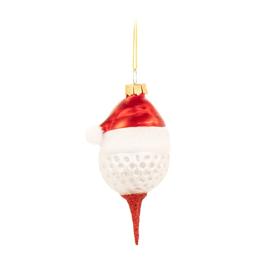 Kerstbal in de vorm van een feestelijke golfbal
