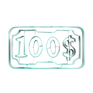 Koekjesvormpje in de vorm van een biljet van $100 