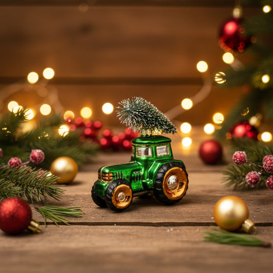Green Tractor Christmas Bauble