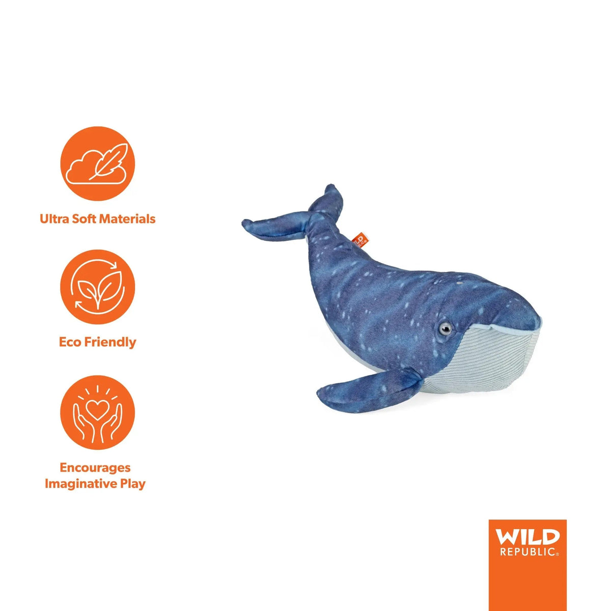 Wild Republic Cuddlekins Blue Whale Stuffed Animal - 12" Stuffed Animals