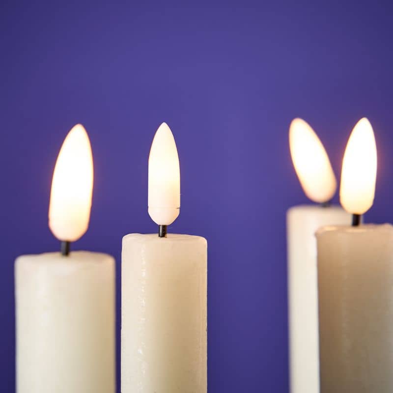 S/4 Bougie LED en bâton, Crème, H.24,5 cm avec télécommande