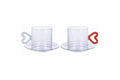 CUORICINI SET 2 CUPS 120ML W/PLATE. WHITE/RED - 2188296