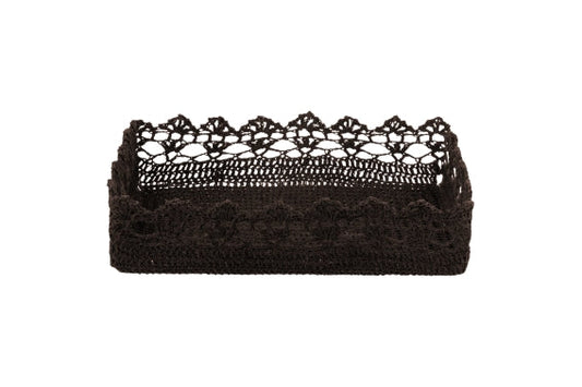 CROCHET BASKET 34x23x8 CM CHOCOLATE BROWN - 2188363