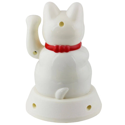 Gelukskat Maneki-neko Wave Cat solar 12cm wit