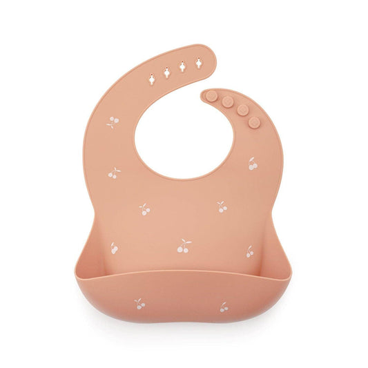 Shayan Cherry Silicone Bib - Peach