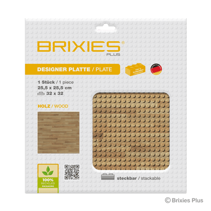 BRIXIES Plus Designer Plate Wood 32 x 32 Studs