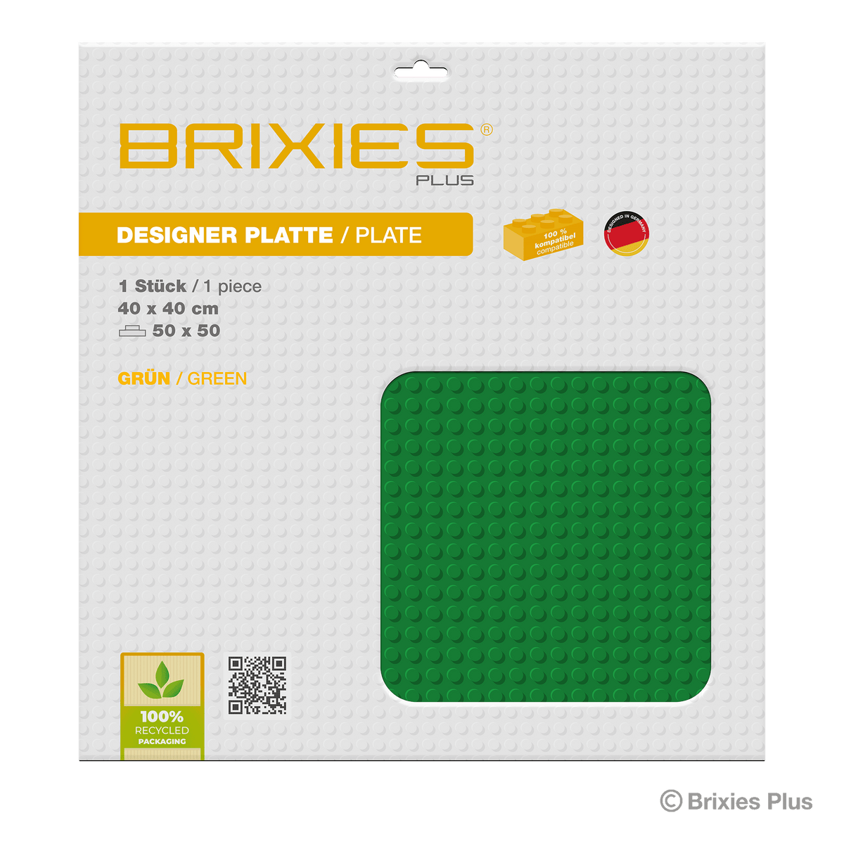 BRIXIES Plus Basis Platte Grün 50 x 50 Noppen