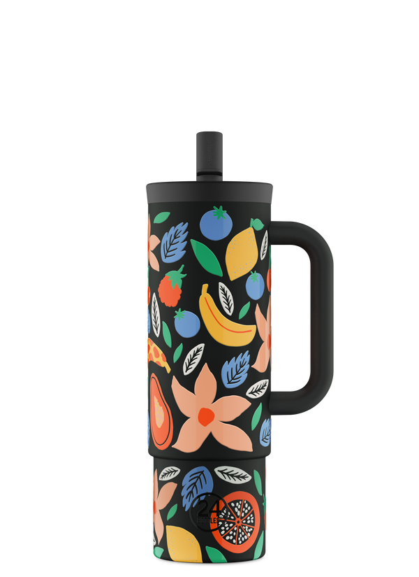 Gobelet à paille "Straw Cup" - Tropical Noir 800ml