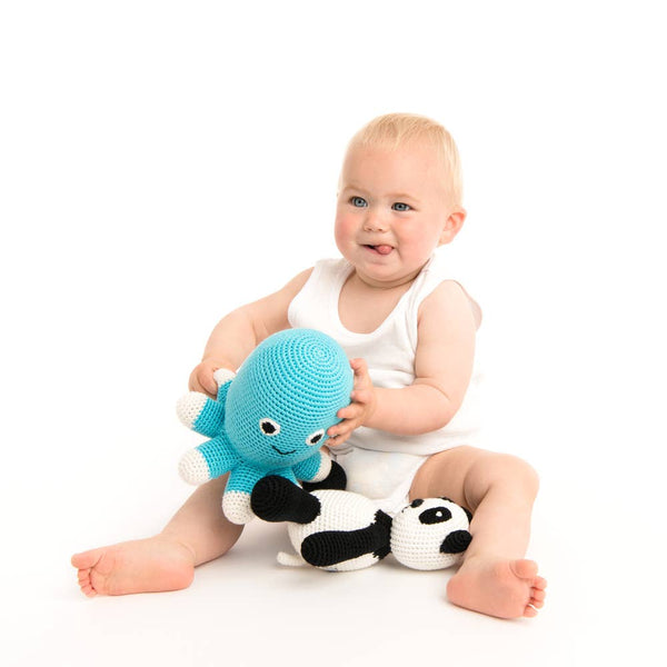 XL gehaakte pluche octopus - turquoise