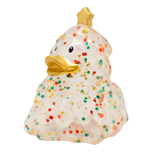 Glitterende kerstboomeend