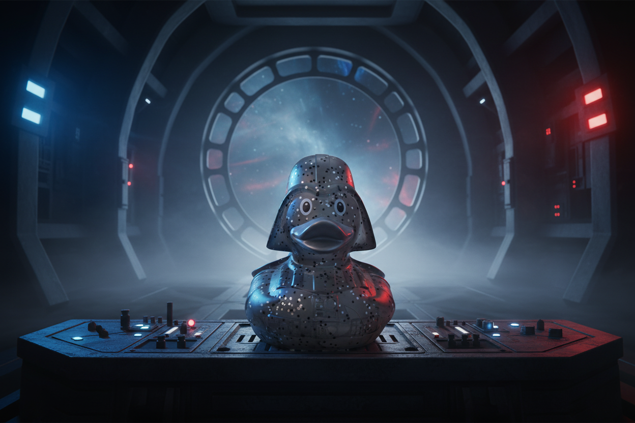 Glanzende donkere Vaduck-eend