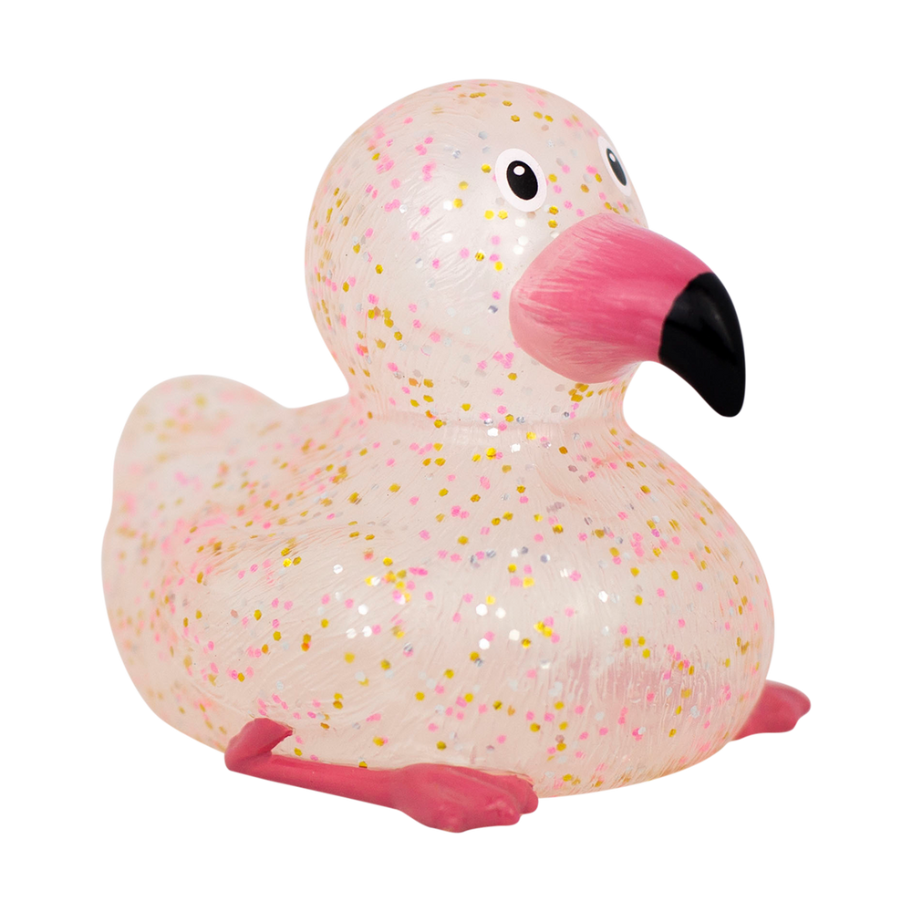 Glitterende roze flamingo-eend