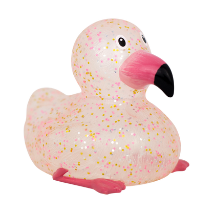 Glitterende roze flamingo-eend