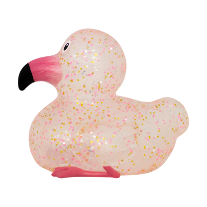 Glitterende roze flamingo-eend