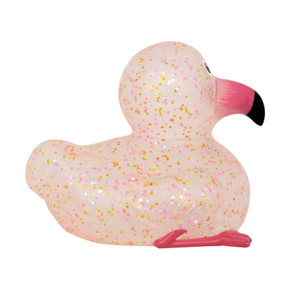 Glitterende roze flamingo-eend