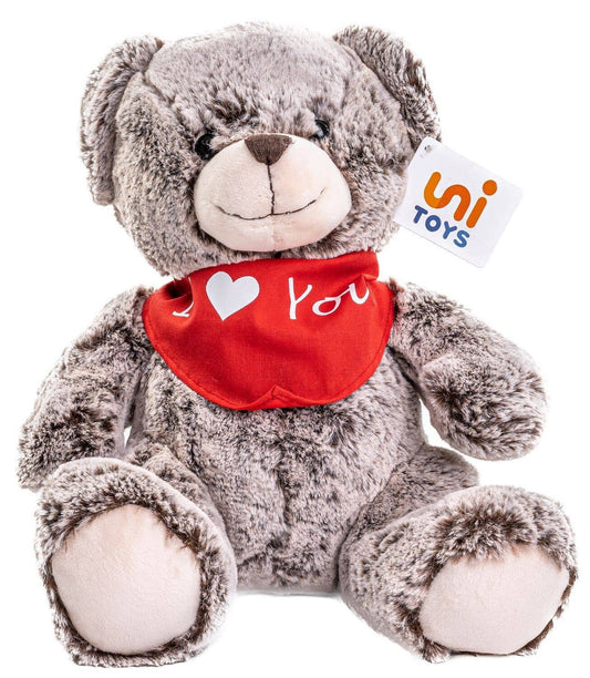 Teddy Bear Plush (dark brown) with I Love You scarf